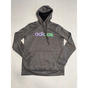 Adidas Womens Gray‎ Heathered ClimaWarm Pullover Hoodie Sweatshirt Large